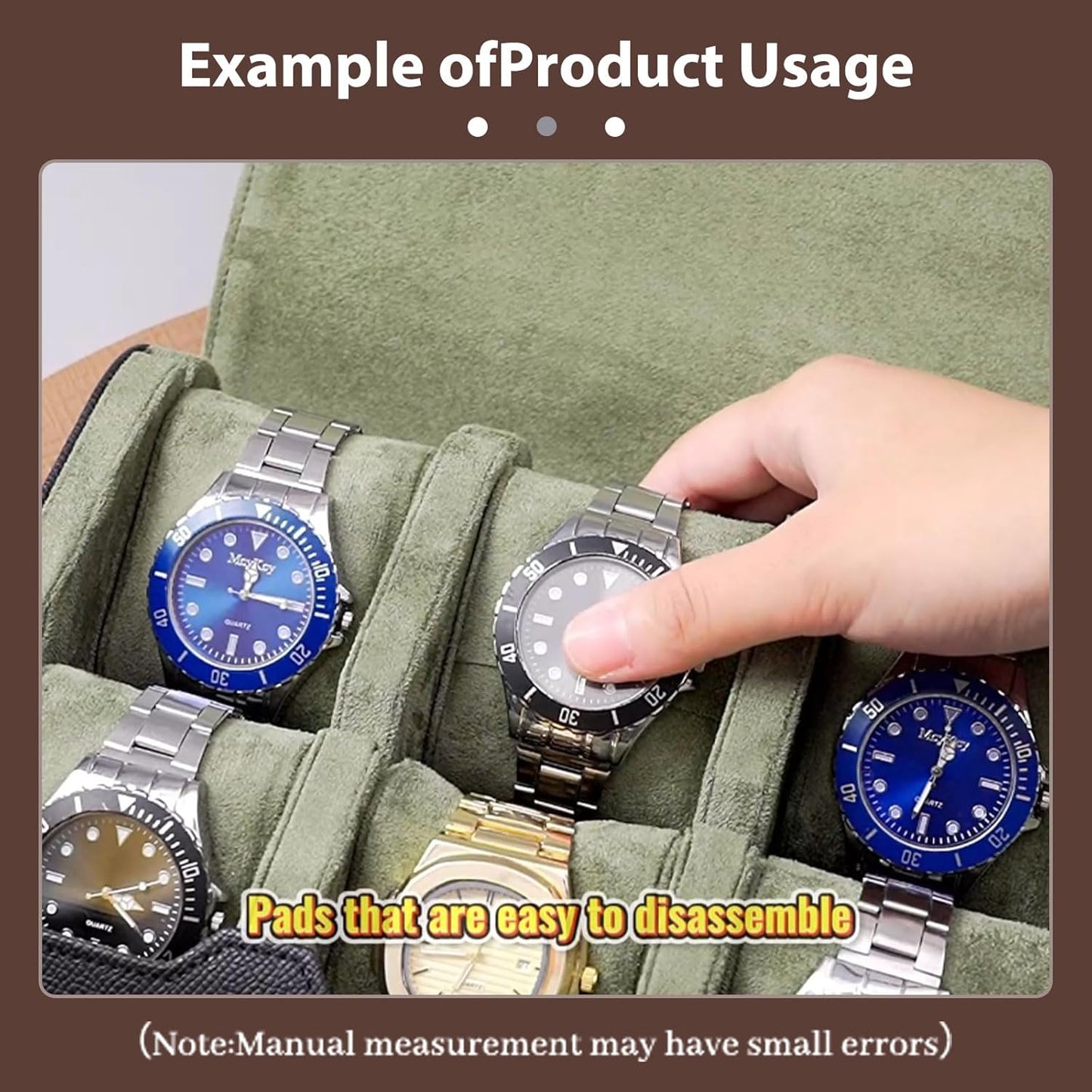 6-Slot Watch Box for Men & Women, Portable Travel Watch Roll Organizer with Soft Interior - Coffee Leather Watch Storage Case, Christmas Gift for Him/Her, Office & Business Travel Accessories