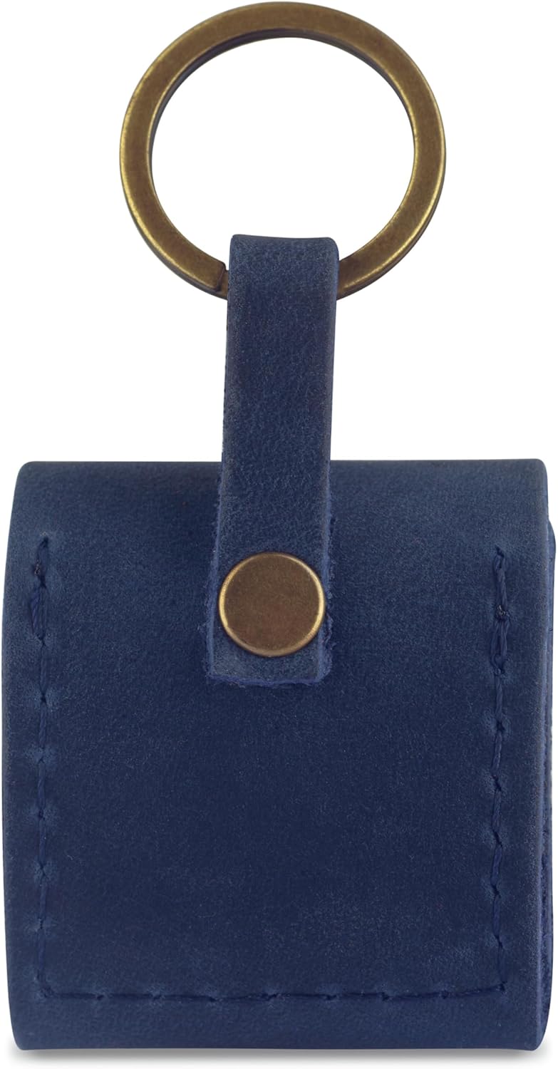 Leather SD Card Holder Keychain, SD Card Case Key Fob, Micro SD Card Holder Organizer, SD Card Storage Case, Memory Card Case Cover, Travel Memory Card Case (Blue)