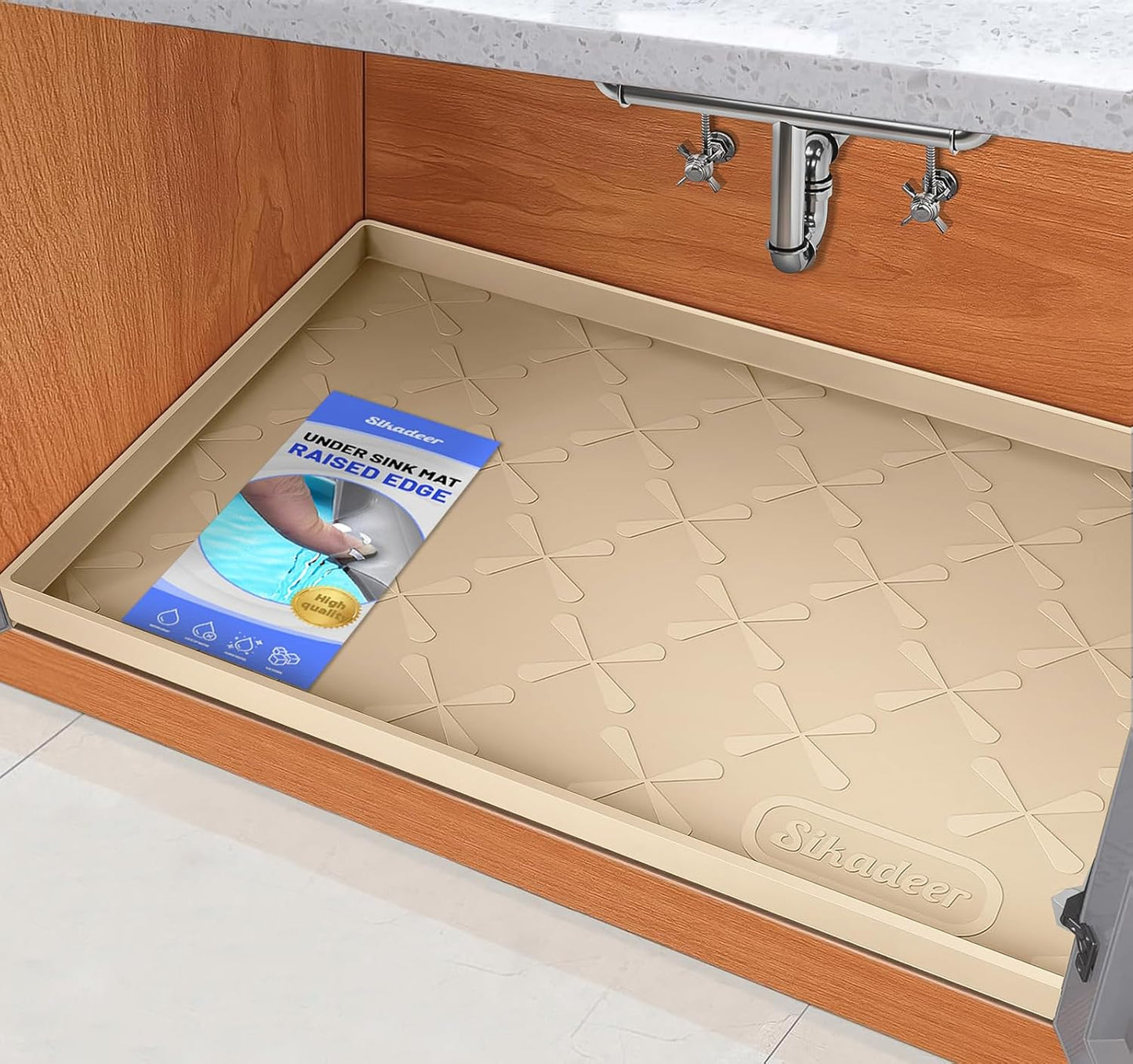 SIKADEER 40" x 19" Under Sink Mat Waterproof, Silicone Mat Kitchen Drawer Shelf and Cabinet Liner, Sink Protector for Kitchen Organizers and Storage, Boot Tray Pet Food Mats