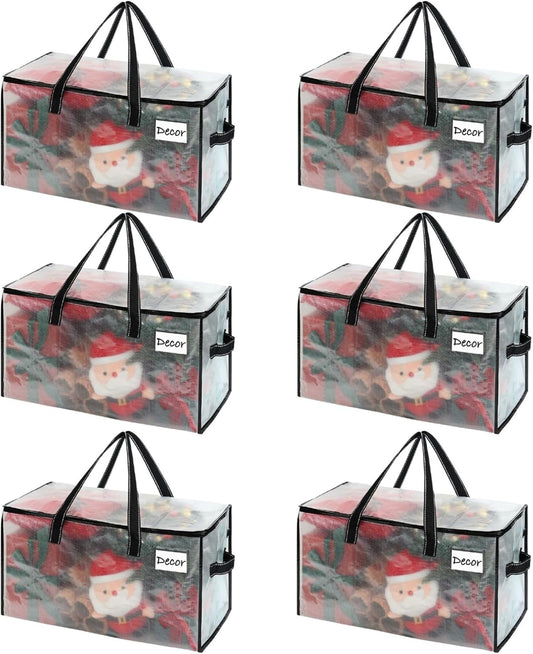 VENO 6 Pack Moving Bags, Comforter and Blanket Storage Bags for Closet, Moving Boxes, Boxes with Lids Alternative, College Dorm Packing Supplies, Foldable Heavy-Duty Tote with Window (Clear, 6 Pack)