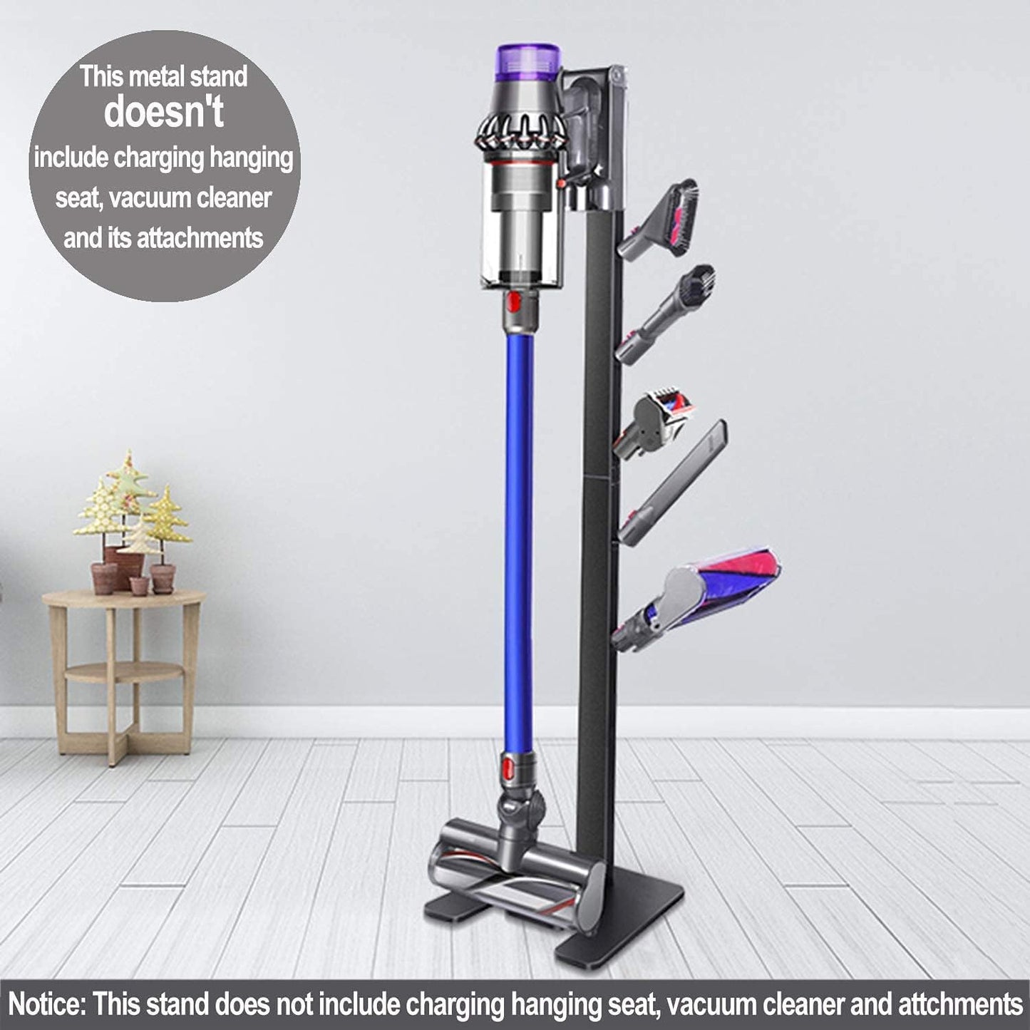 Storage-Stand-Docking-Station-Holder Compatible with V15 Detect V11 V10 V8 V7 V6 Cordless Vacuum Cleaners & Accessories, Stable Metal Bracket Organizer Rack, Brushed Black
