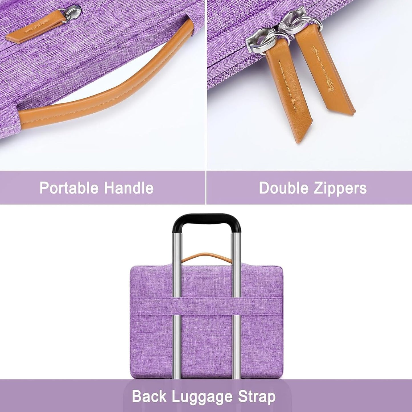 MOSISO 360 Protective Laptop Case 13.3 inch, 13-13.3 inch Laptop Sleeve Compatible with MacBook Air/Pro 13 / Pro 14,HP Dell Acer ASUS,Side Open Carrying Case with 4 Zipper Pockets&Handle, Lilac