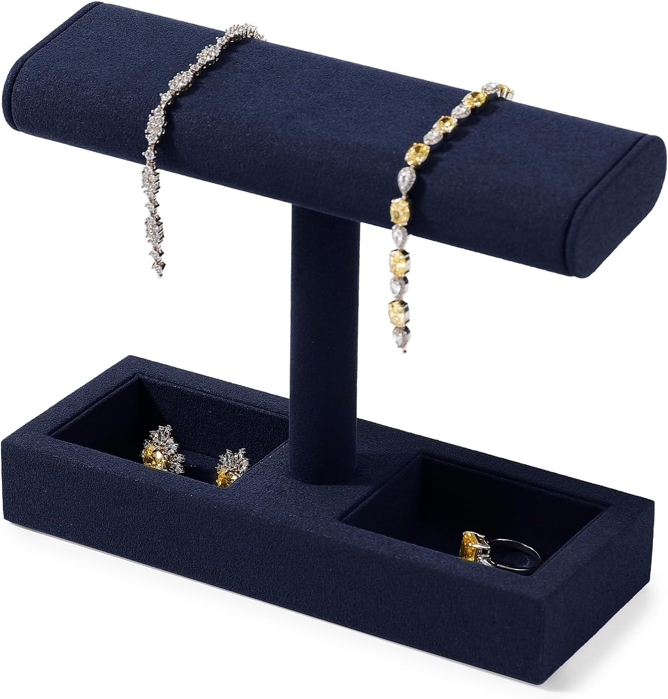 Oirlv Microfiber T-Bar Watch Display Stand Jewelry Display Props Jewelry Organizer Holder for Watch Bracelet Ring Earrings (Blue,Microfiber)
