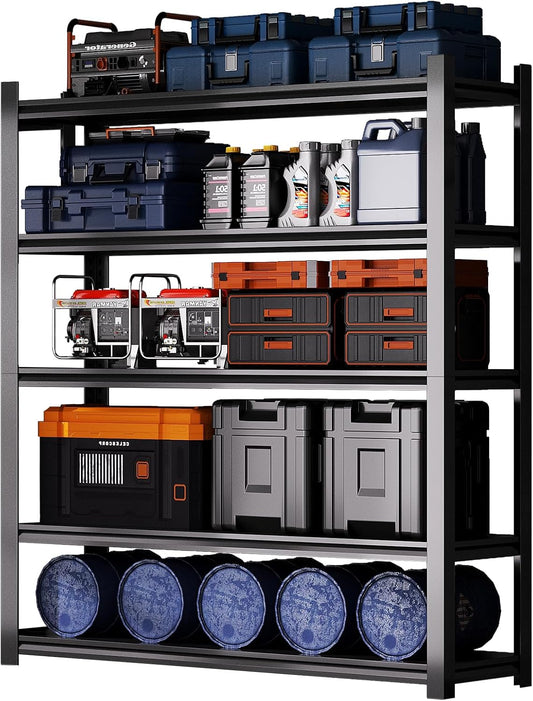 Dyoung 72" H Garage Storage Shelves Adjustable 5 Tier Metal Shelves Heavy Duty 2500LBS Capacity Industrial Shelving Units Rack for Warehouse Basement Garage, Black (19.5" D×59" W×72" H)