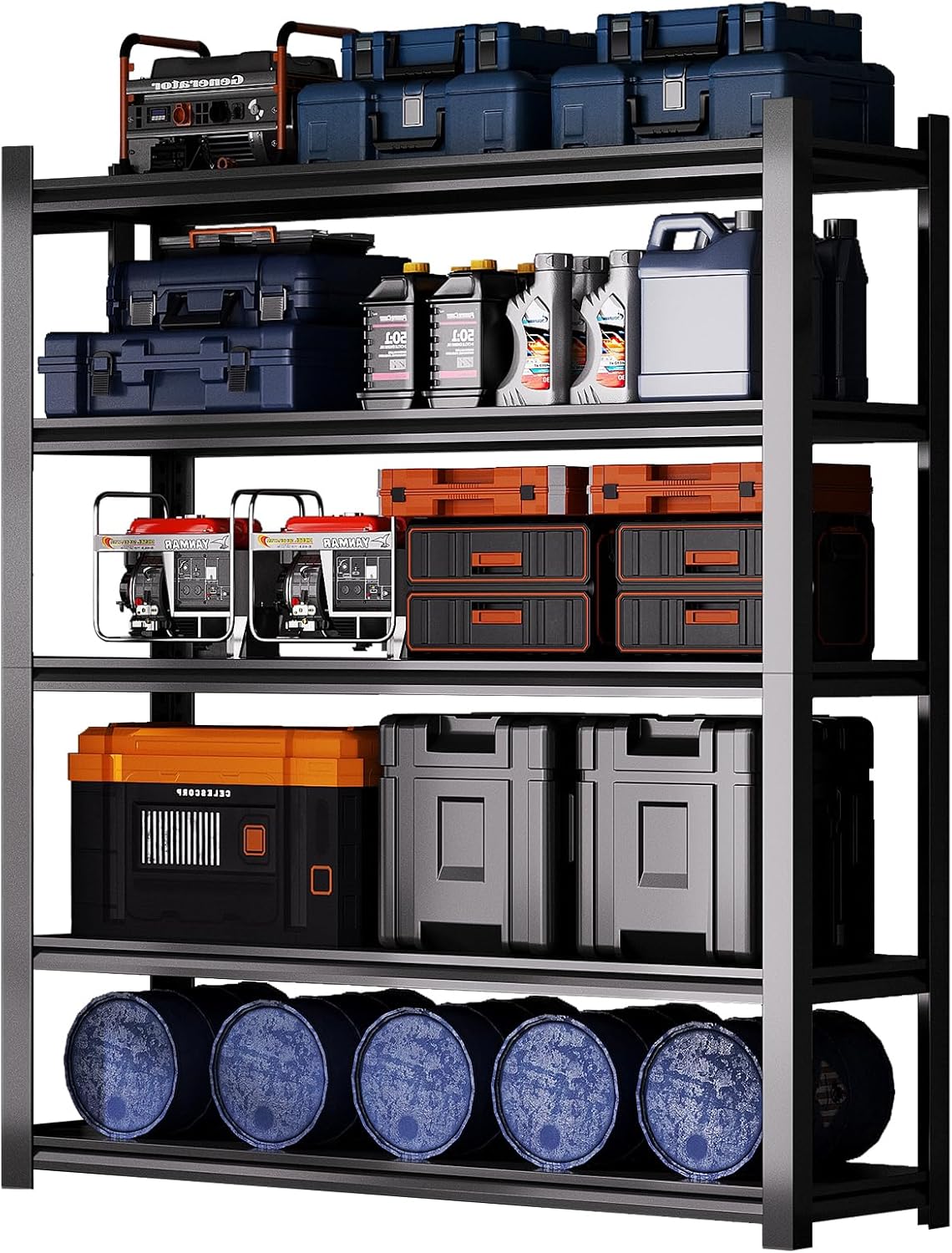 Dyoung 47.2" W Garage Storage Shelves Adjustable 5 Tier Metal Shelves Heavy Duty 2200LBS Capacity Industrial Shelving Units Rack for Warehouse Basement Garage, Black (23.6" D×47.2" W×72" H)