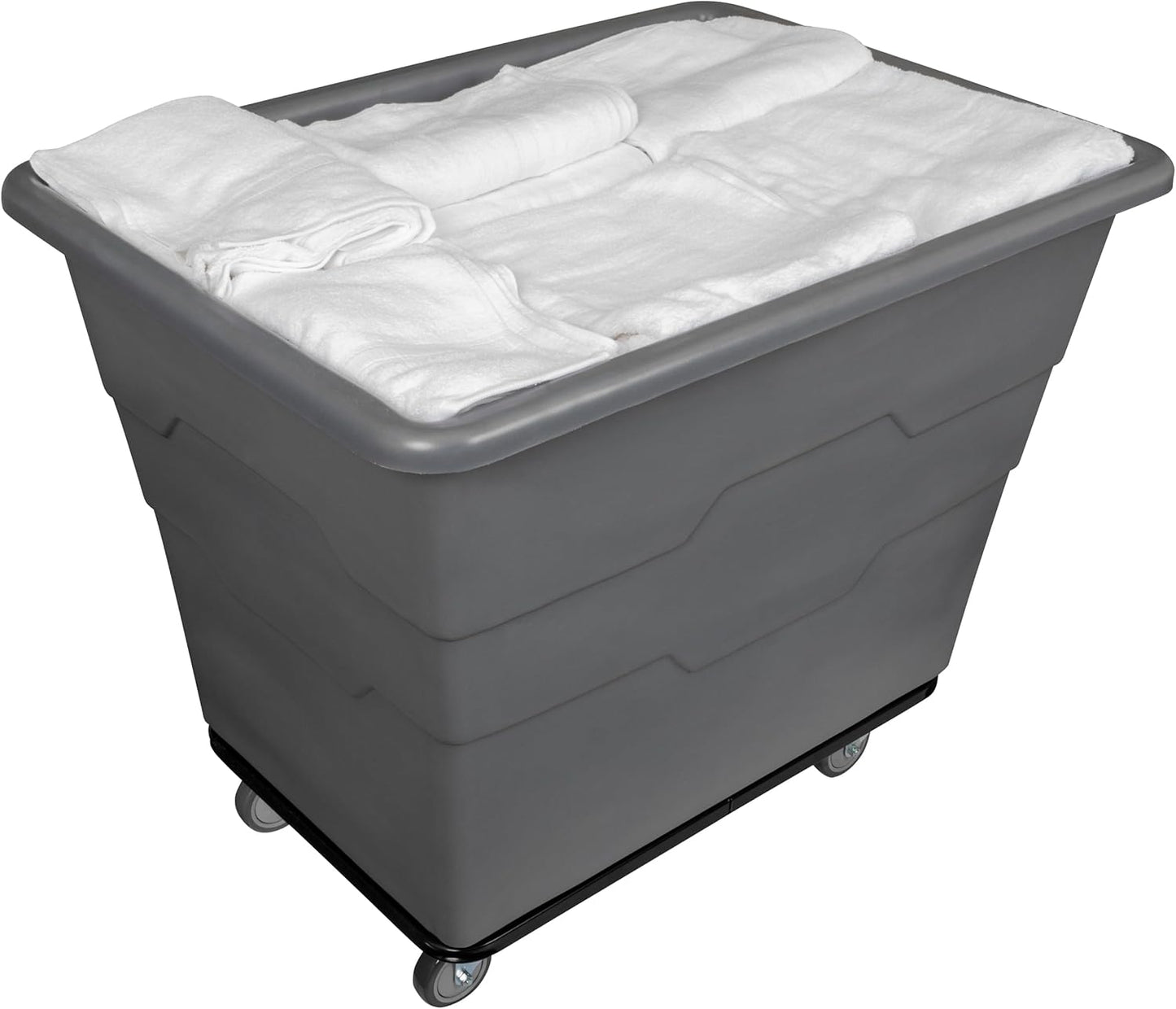 Commercial 16 Bushel Utility Cart with Steel Base, Poly Box Basket Truck, Laundry Cart, and Rolling Trash Bin, 47-Inch x 34.75-Inch x 35.5-Inch, 1000 Pound Weight Capacity, Gray