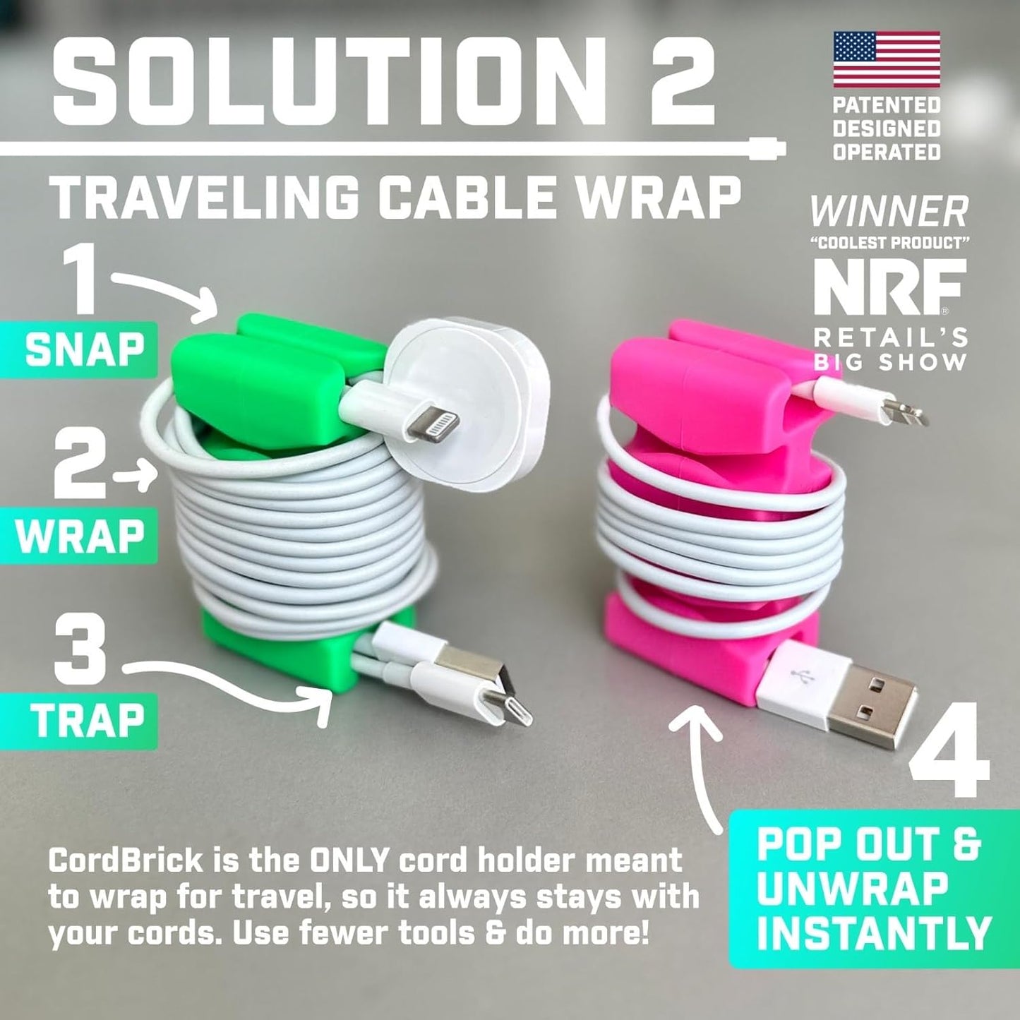 CordBrick Stocking Stuffers for Adults Cord Management Weighted Cord Holder Cable Wrap Phone Stand - Multiuse Gadget Organizer for Nightstand, Desk. Gift for Men, Durable Silicone. 6pk Asst Neutrals