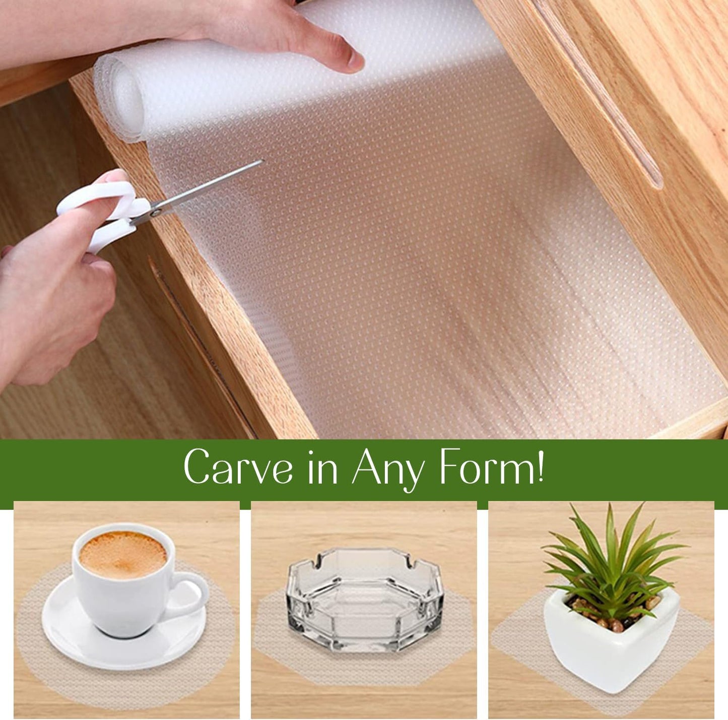 EVALAND Shelf Liners for Kitchen Cabinets Non-Adhesive 15.75" x 33FT Clear Drawer Liner Non Slip, Washable Cabinet Liner, Waterproof Shelf Liners for Cabinets, Refrigerator Bathroom Pantry Cabinet Mat