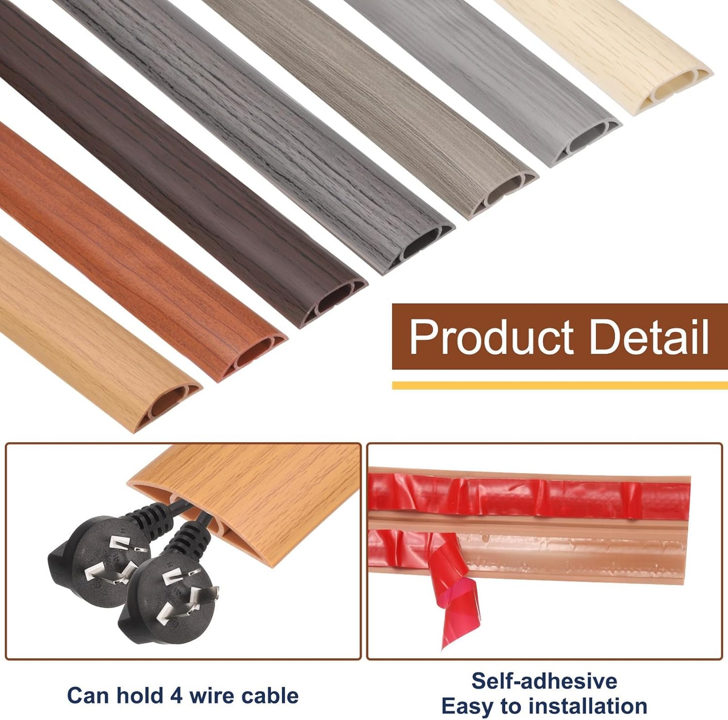 HARFINGTON 6ft Cord Cover Floor W0.6 x H0.33 Inner Channel PVC Hide Extension Cable Floor Wire Hider Wire Covers Protector for Prevent Cable Trips Cables Management, Light Grey