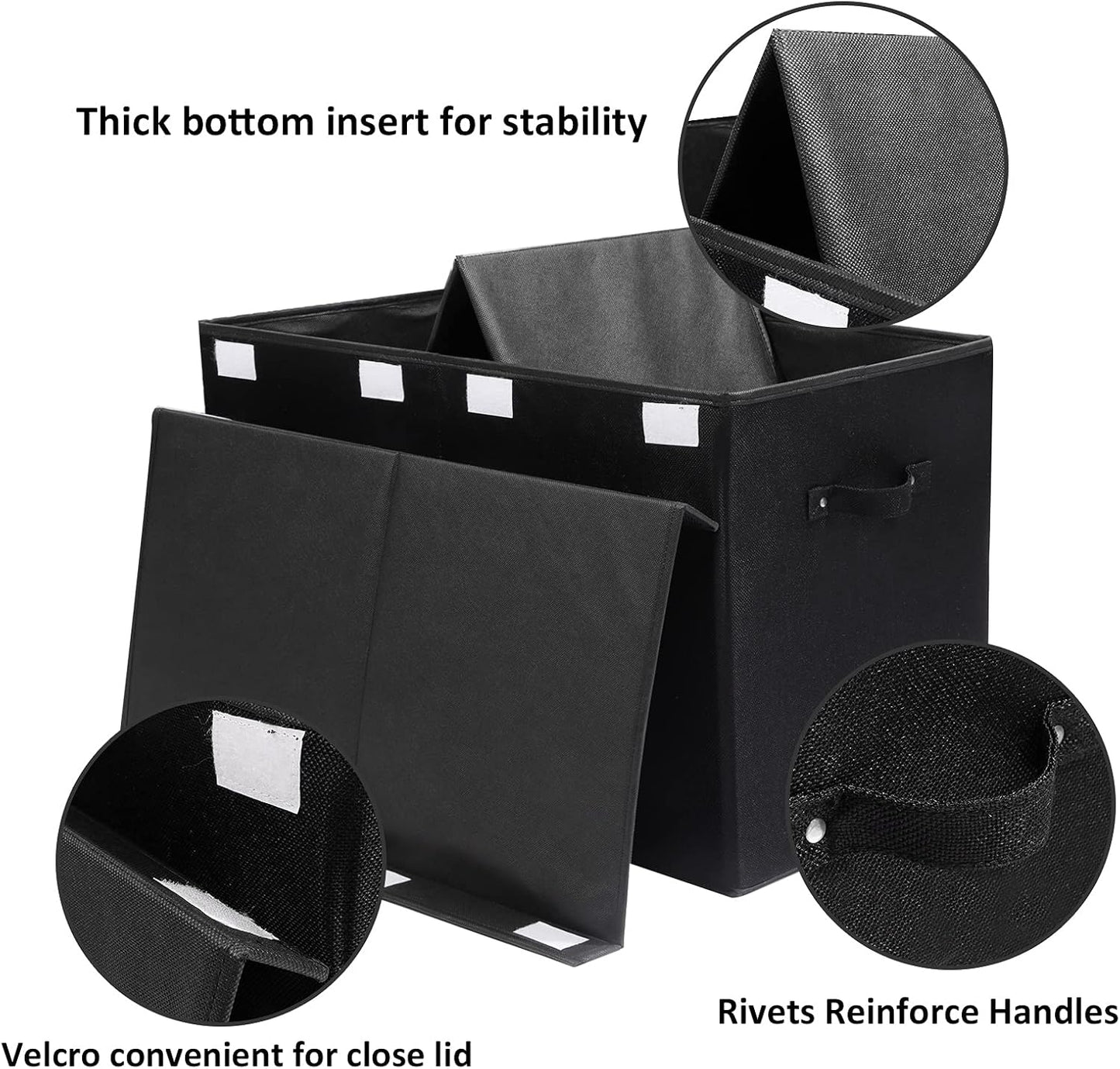 2 Pack Large Toy Box Chest Storage with Flip-Top Lid, Collapsible Kids Toy Storage Bin Boxes s for Toys, Playroom Organizers, 25"x13" x16" (Linen Black)