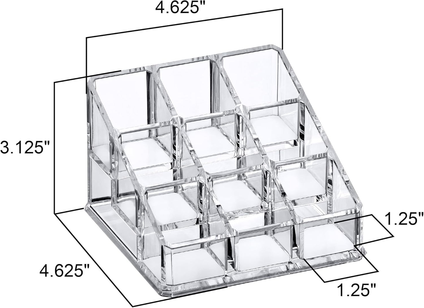 Amazing Abby - Glamour - 9-Slot Acrylic Nail Polish Organizer, Lipstick Holder, Lip Gloss Organizer, Cosmetic Storage Display, Perfect Storage Solution for Drawer, Vanity, Bathroom, and More