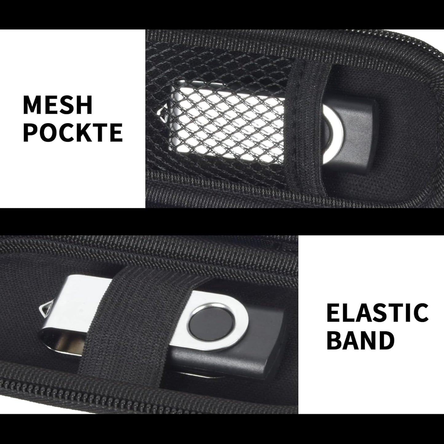 USB Flash Drive Case, SD Card Holder Compatible with Thumb Drive, Memory Cards, SDXC SDHC Storage Bag, Electronic Accessories Organizer for SanDisk for Samsung for Inland (All Black)