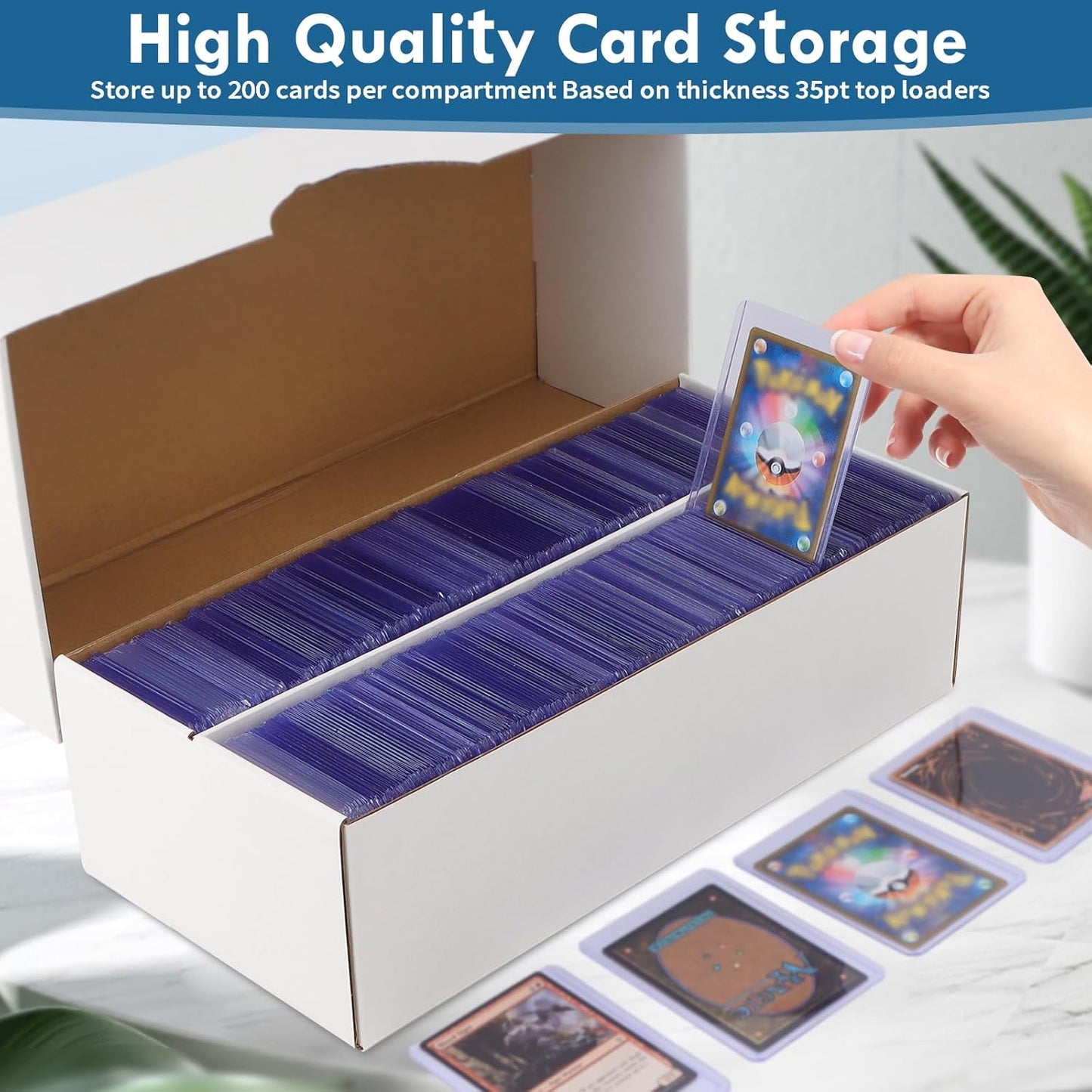 Trading Card Storage Box, 1600 Count Card Storage Boxes, Bulk Cards Storage Box Sports Cards Cases Graded Cardboard Boxes for Basketball Sports Collector (6 Set)
