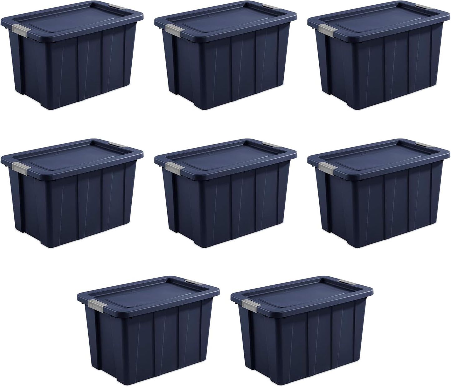Sterilite 8-Pack Storage Bins with Lids, Heavy Duty Totes, Tuff1, 30 Gallon, Dark Indigo