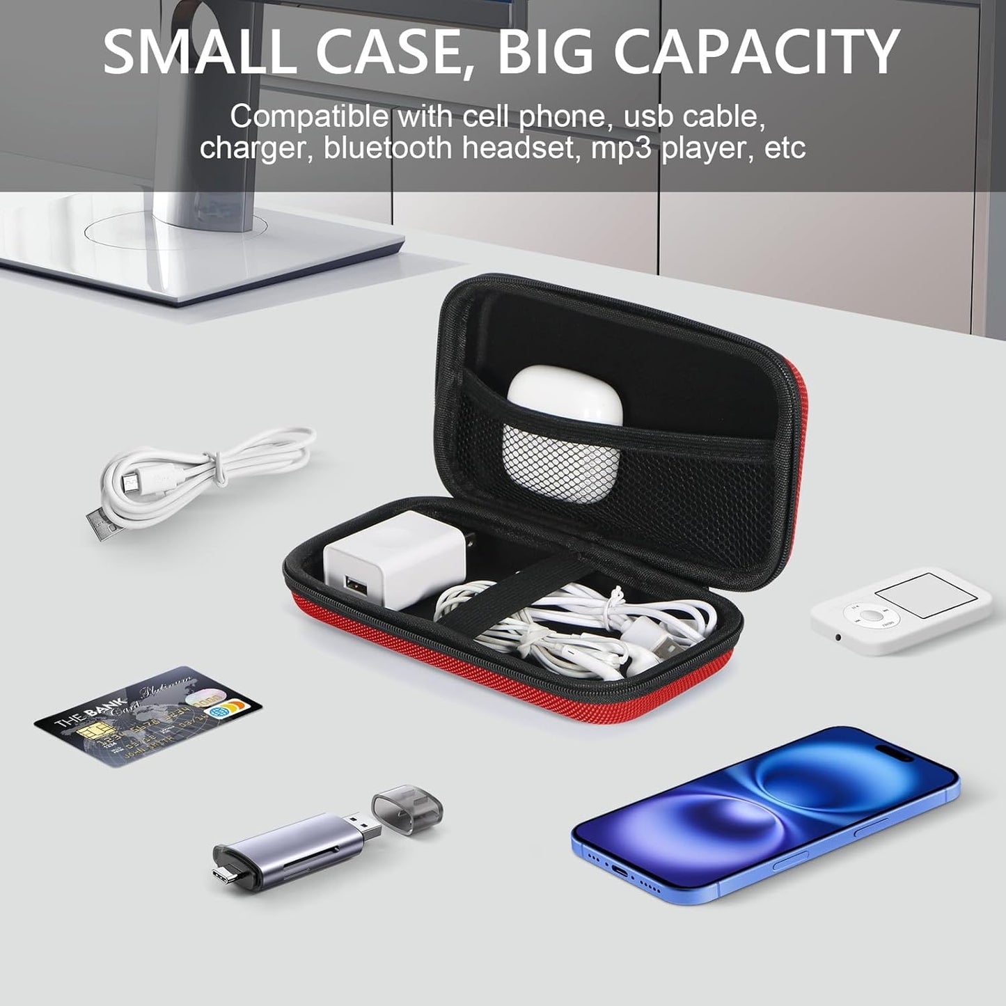 Hard Protective Travel Case, GLCON Electronic Organizer for Anker/Jackery/RAVPower Power Bank, Shockproof EVA Carrying Case for Cell Phones, Travel Gadgets for Cables, Car/GPS Accessories