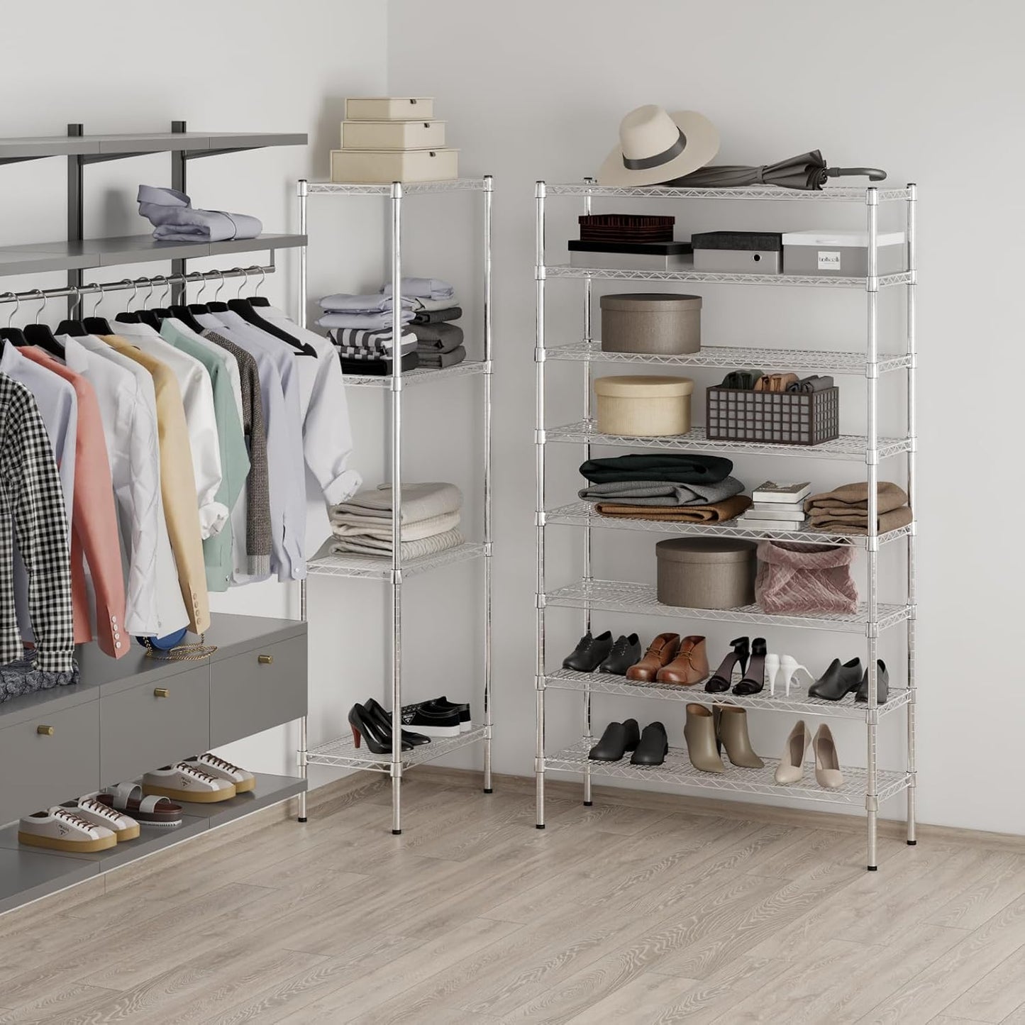 14" Deep x 42" Wide x 74" Height Wire Shelving Kit | 8-Tier | NSF Commercial Storage Rack Unit