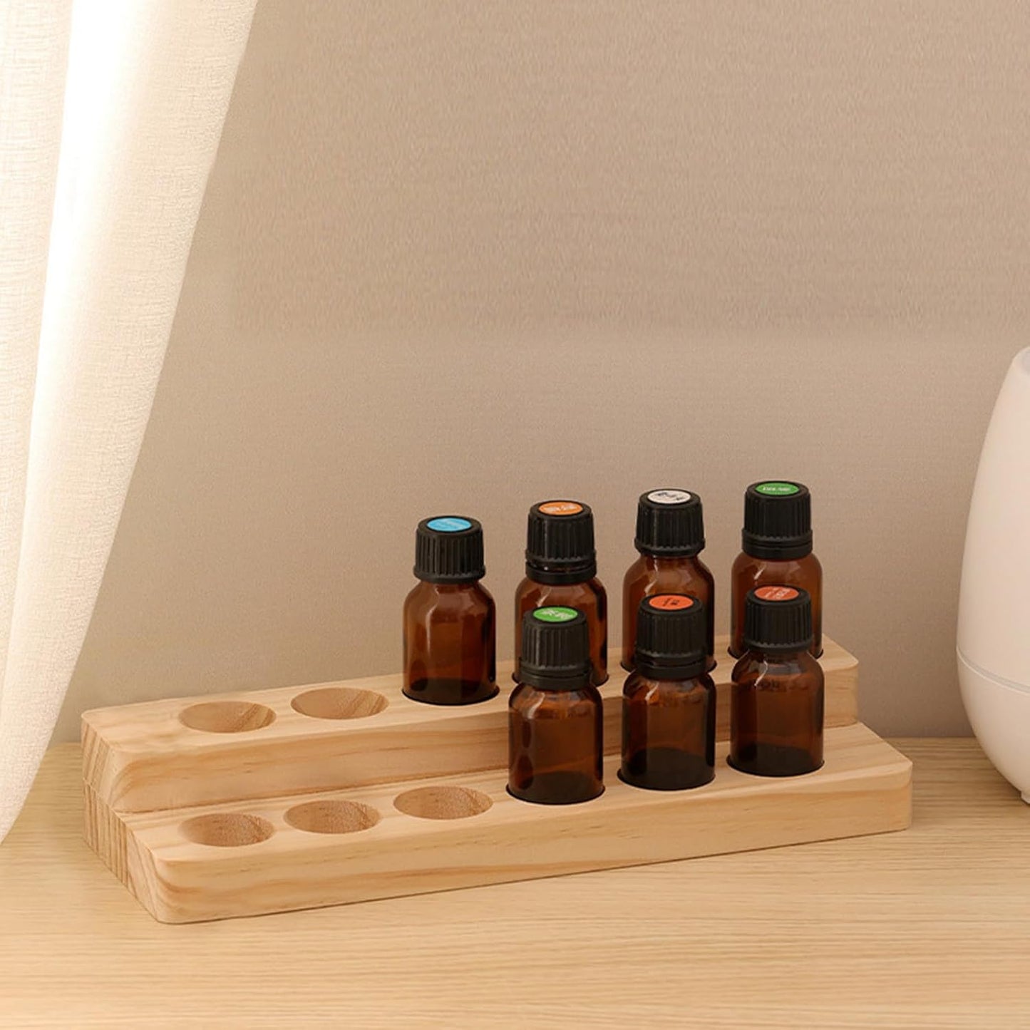 Essential Oil Display Stand Solid Wood Essential Oil Holder with 2 Tier Display Organizer Essential Oils Box Organizer Storage Rack for Organizing Displaying Holds 12 Bottles Shelves for Oil