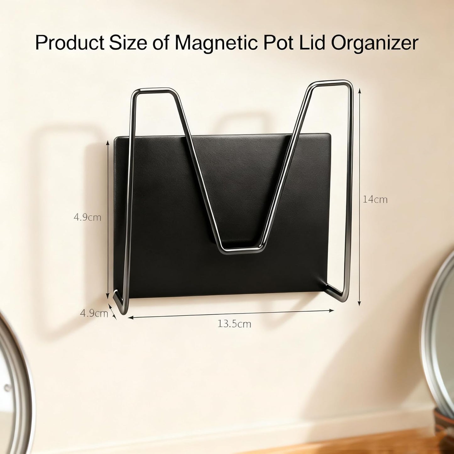 Magnetic Pot Lid Holder for Refrigerator, 2 Pack Strong Magnetic Pot Lid Organizer for Cutting Board, Baking Tray & Pan Covers, Stainless Steel Moveable Kitchen Storage Rack