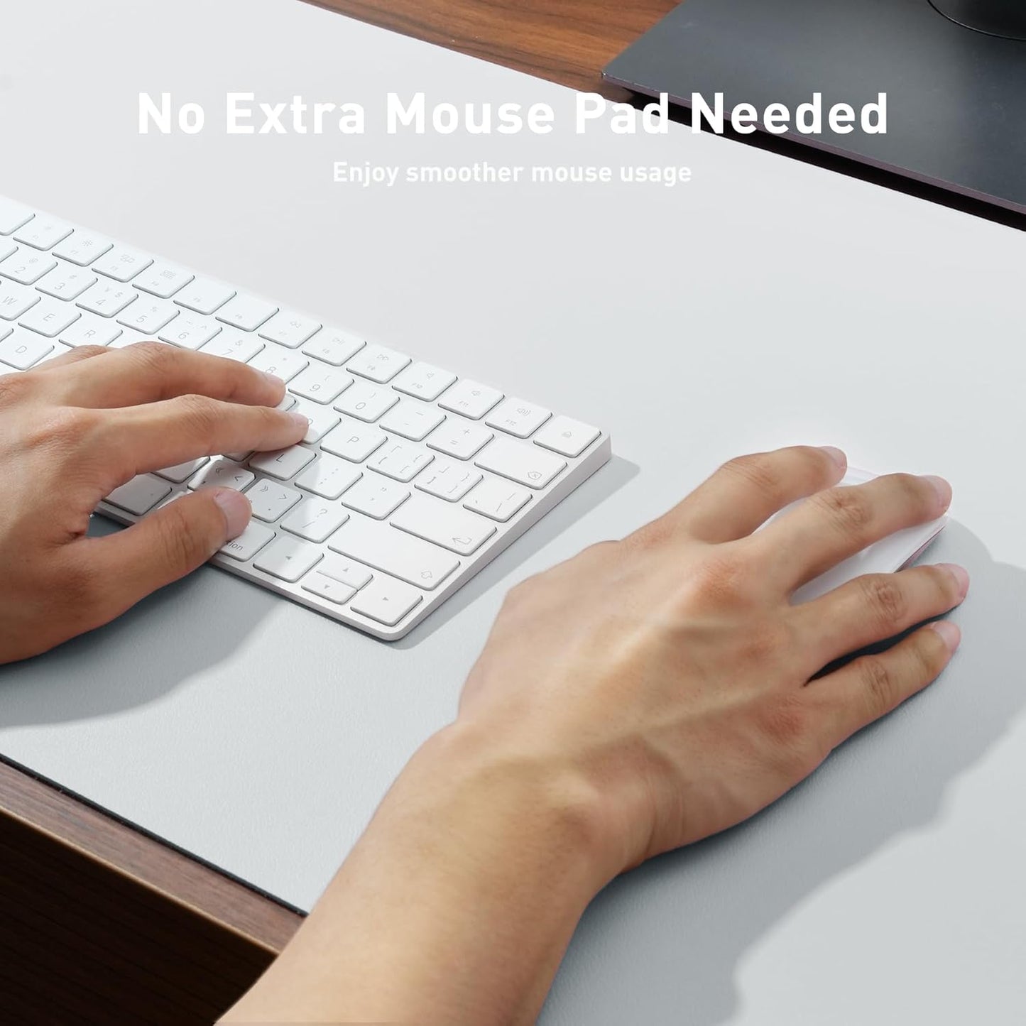Aothia Leather Desk Pad Protector, Large Mouse Pad, Office Mat, Non-Slip PU Leather Blotter, Laptop Desk Pad, Waterproof Writing Pad for Office and Home (Barely Grey, 23.6" x 13.7")