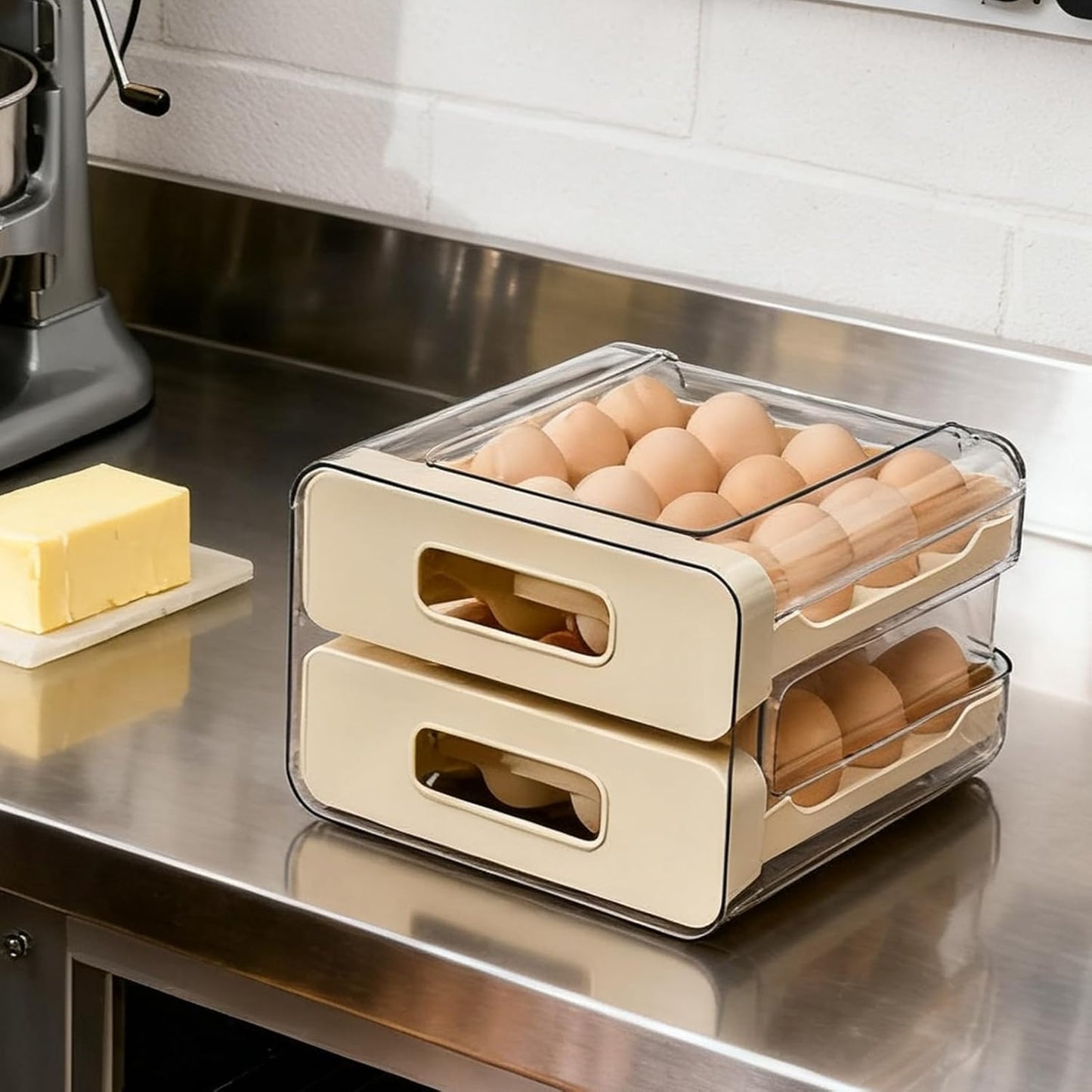 Egg Holder for Counter | Large Drawer Type Storage Box - Large Capacity Chicken Egg Holder Storage - for Home Kitchen Pantry Cabinet Farmhouse Apartment RV Camping Organization