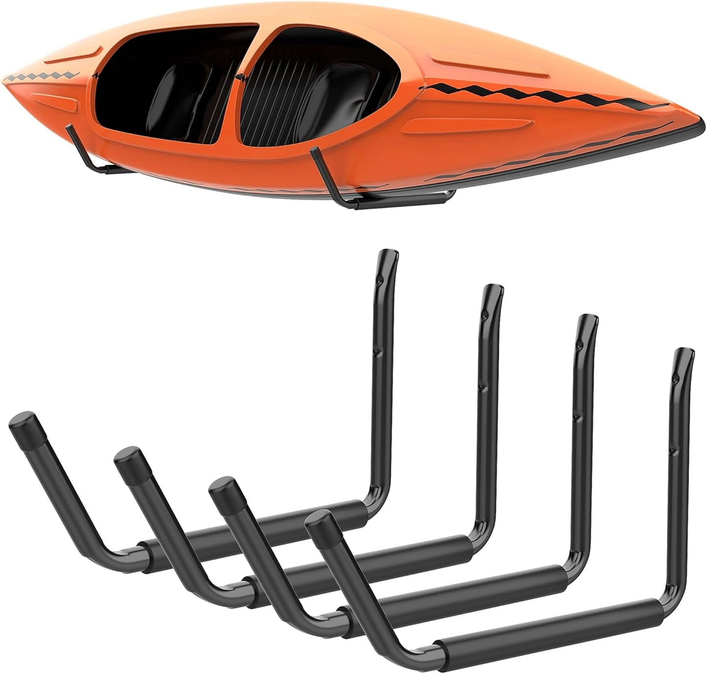 TORACK Kayak Storage Rack, Kayak Wall Mount for Garage Indoor/Outdoor Lightweight Kayaks Holders for Surfboards, Skis, Snowboards, Paddle Boards Holds Up to 50 lbs(Pack of 4)