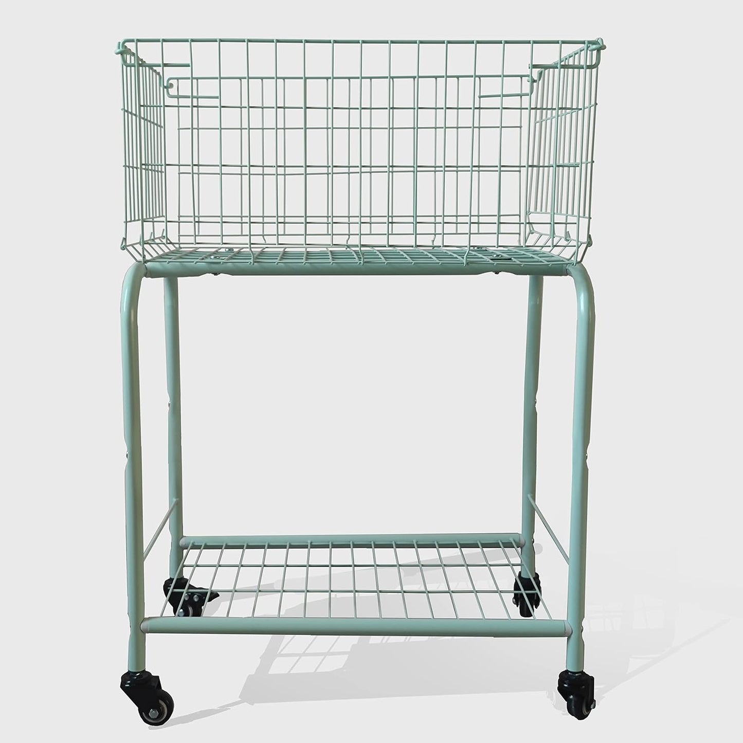 29" Rolling Laundry Cart，Large Capacity Foldable Hamper Basket,MINT Color | Bedroom, Closet Organizer Storage for Home, Dorm(MINT)