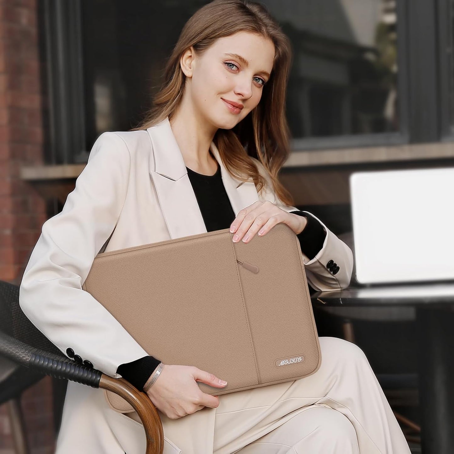 MOSISO Laptop Case 13.3 inch, 13-13.3 inch Laptop Sleeve Compatible with MacBook Air/Pro 13/Pro 14 M5 M4 M3 M2 M1, HP Dell ASUS Lenovo,Polyester Vertical Computer Sleeve Bag with Pocket, Bronze Brown