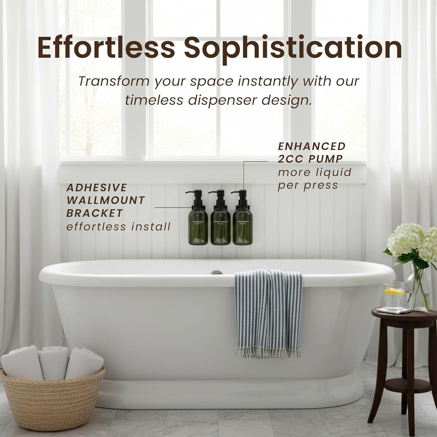 MaisoNovo Shampoo and Conditioner Dispenser - Shower Soap Dispenser Wall Mounted - 16.9 fl oz Set of 3 Green Plastic Bottles Black Pump - Shampoo Dispenser, Shower Dispenser