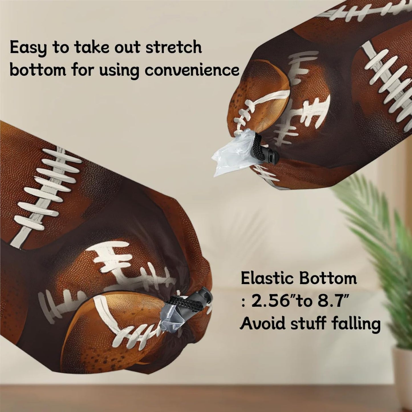 American Football Plastic Bag Holder 2 Pcs Grocery Bag Organizer Reusable Trash Bags Organizer Wall Mount Washable Kitchen Dispenser Holders with Drawstring Closure