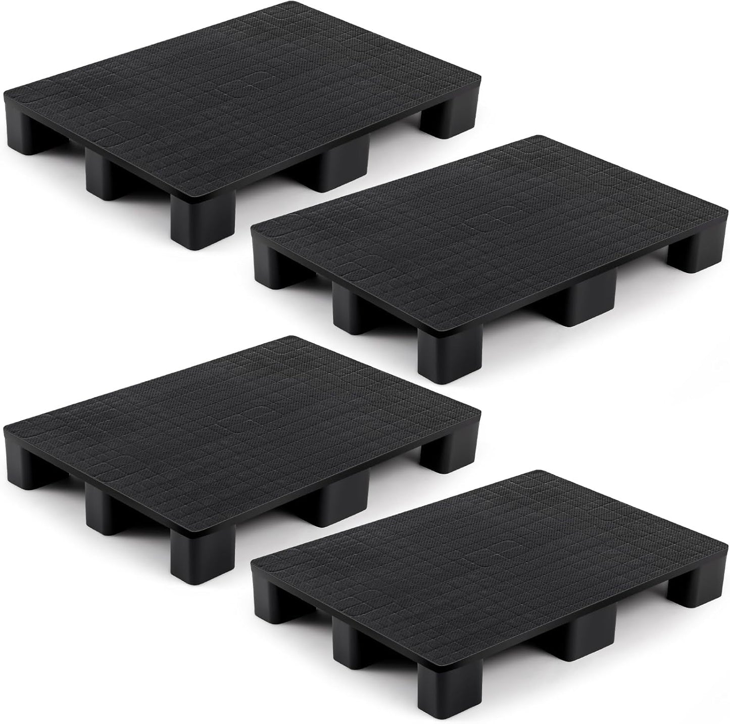 2 Pcs Plastic Pallet for Basement Storage Easy Stack Lightweight Floor Pallet Display Flooring Room Supermarket Christmas, Support up to 2000 Lbs (31.5'' L X 24'' W X 4.7'' H,Black)