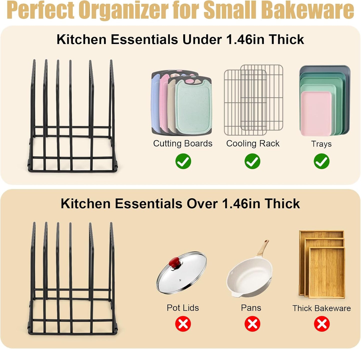 Kitchen Cabinet Cutting Board Organizer, Cookie Sheet Storage Rack,Cabinet Dividers Holder with 5 Slots for Baking Pan Tray Organizer (1 PC)