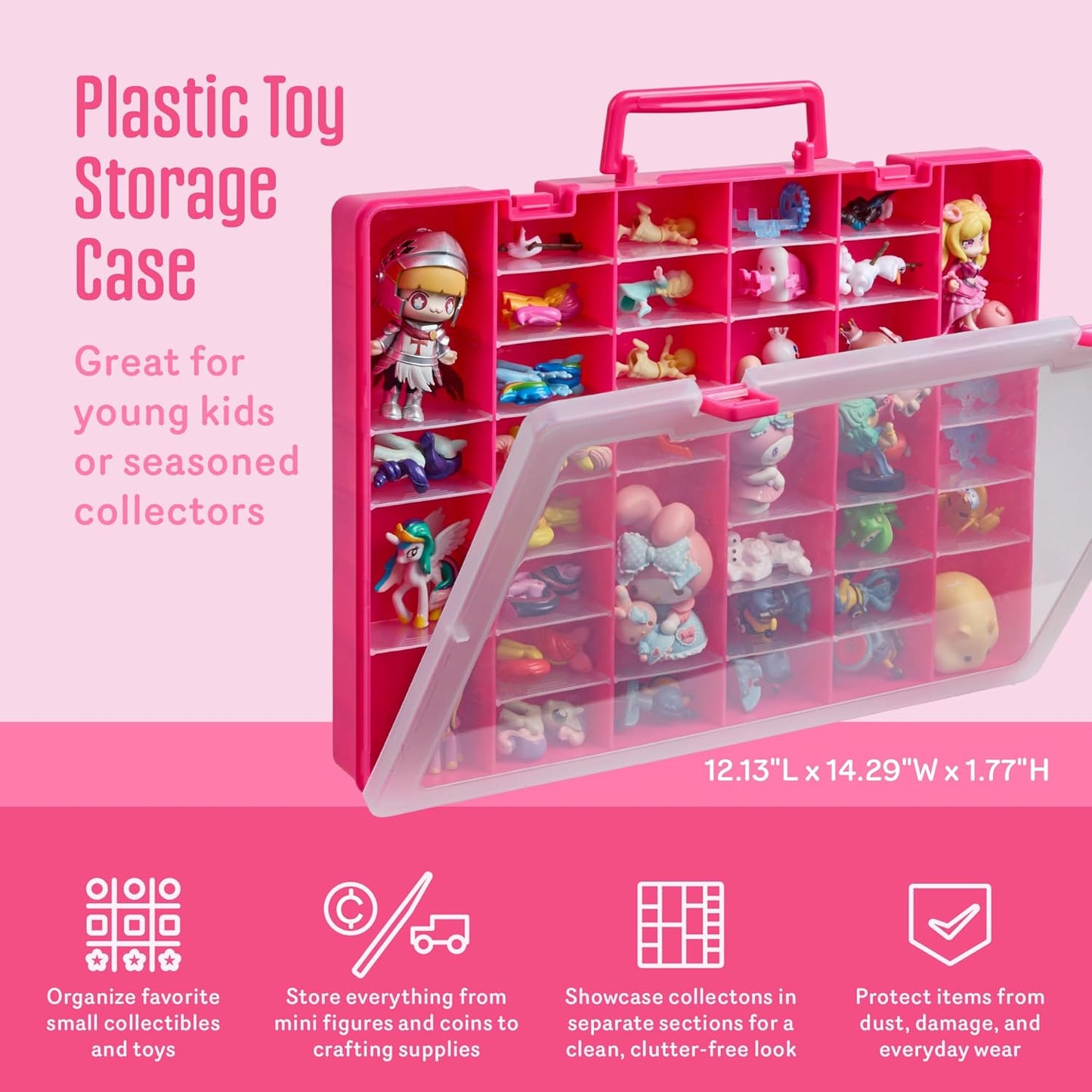 Mini Toy Organizer Box – 48 Compartment Storage Case for Mini Brands, LOL Dolls, Shopkins & Calico Critters – Kids Collectible Container for Small Toys