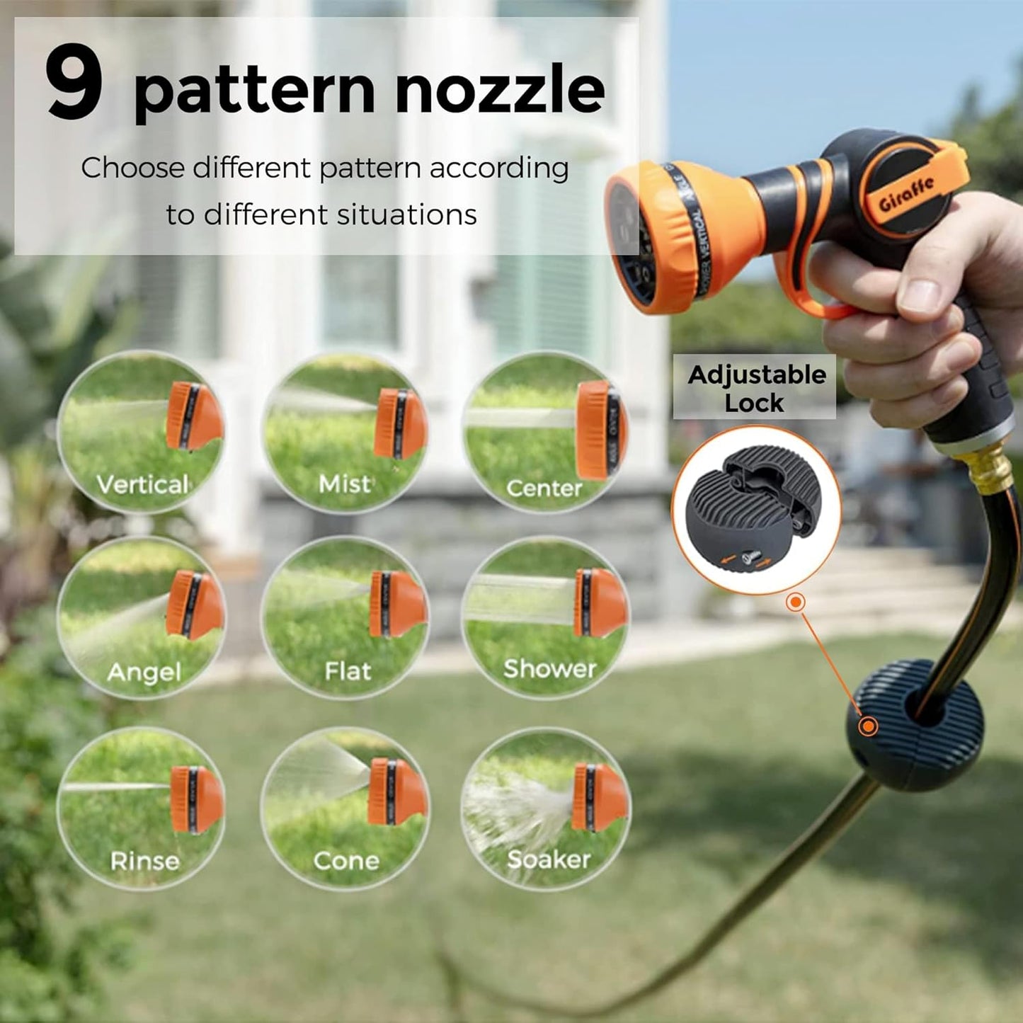 Giraffe Tools Retractable Garden Hose Reel 1/2 Inch x 100 ft, Super Heavy Duty, Any Length Lock, Slow Return System, Wall Mounted and 180 Deg Swivel Metal Bracket