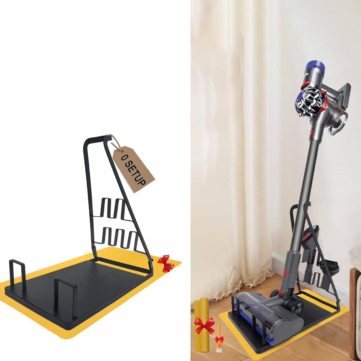 No Installation Required-Vacuum Stand,Storage Stand Docking Station Holder,Stable Metal Storage Bracket Stand Holder,Compatible with Dyson, Eureka,Tineco and Most Stick Vacuum(Black)