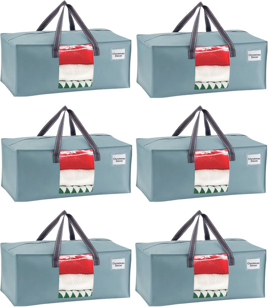 VENO 6 Pack Moving Bags for College, Heavy-Duty Storage Totes, Moving Boxes and Wardrobe Packing Supplies Alternative - Extra Large Durable Laundry Bags for Clothes (Light Blue Matte, 6 Pack)
