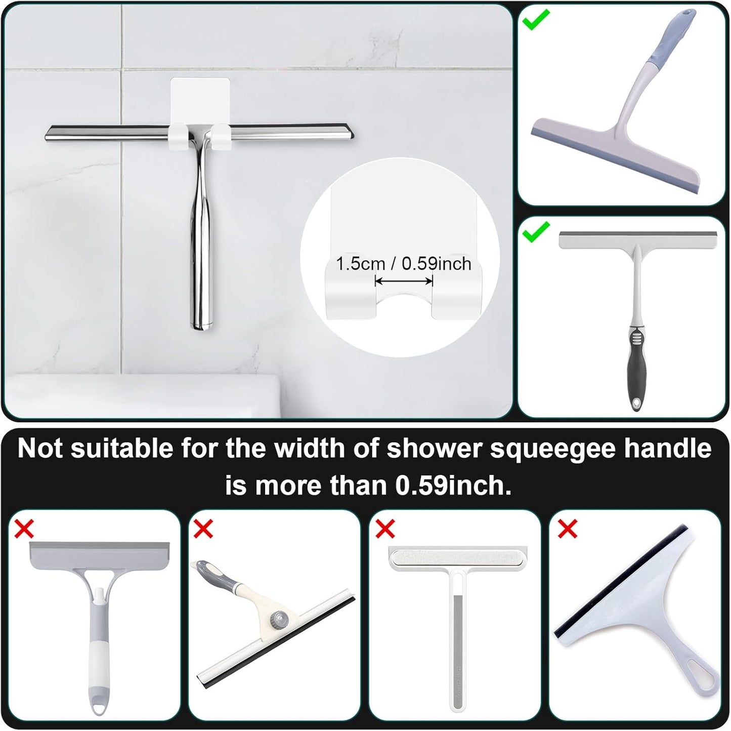 CGBE 4 Pack Shower Hooks - Self Adhesive Shaver Holder Hanger for Bathroom, Damage Free Wall Hooks for Razor, Loofah Sponge - White