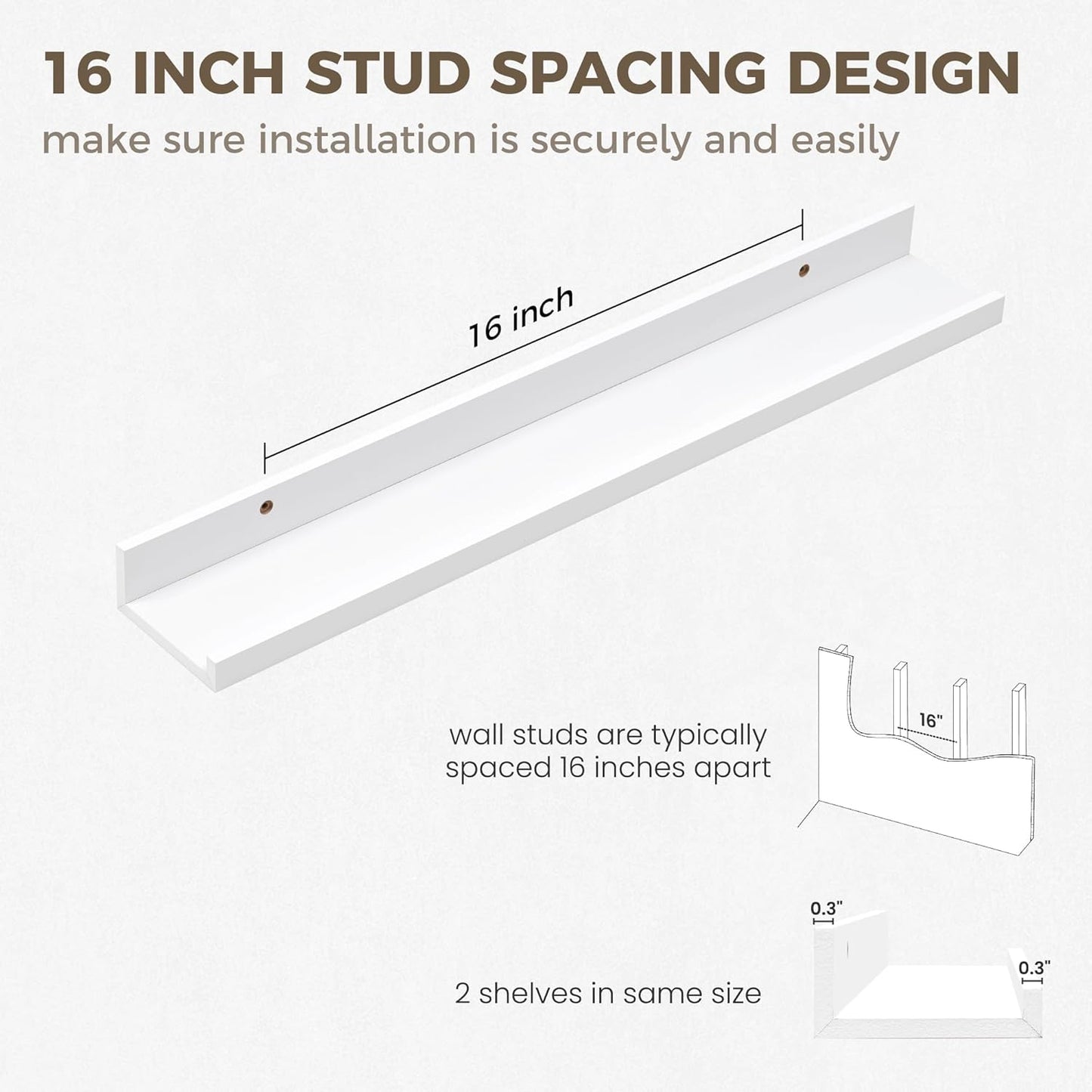 Axeman Floating Shelves for Wall - 24 Inch Picture Ledge Shelf Set of 2 - White Floating Shelves with Lip - Picture Shelf for Wall with Ledge - Photo Ledge Shelves for Pictures Nursery Books