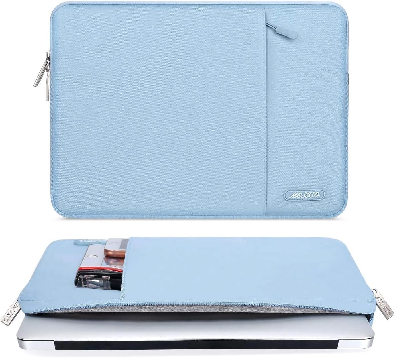 MOSISO Laptop Case 14 inch, 14 inch Laptop Sleeve Compatible with HP Lenovo Dell ASUS Acer, HP Stream, Dell Latitude, Lenovo IdeaPad, Polyester Vertical Computer Sleeve Bag with Pocket, Air Blue