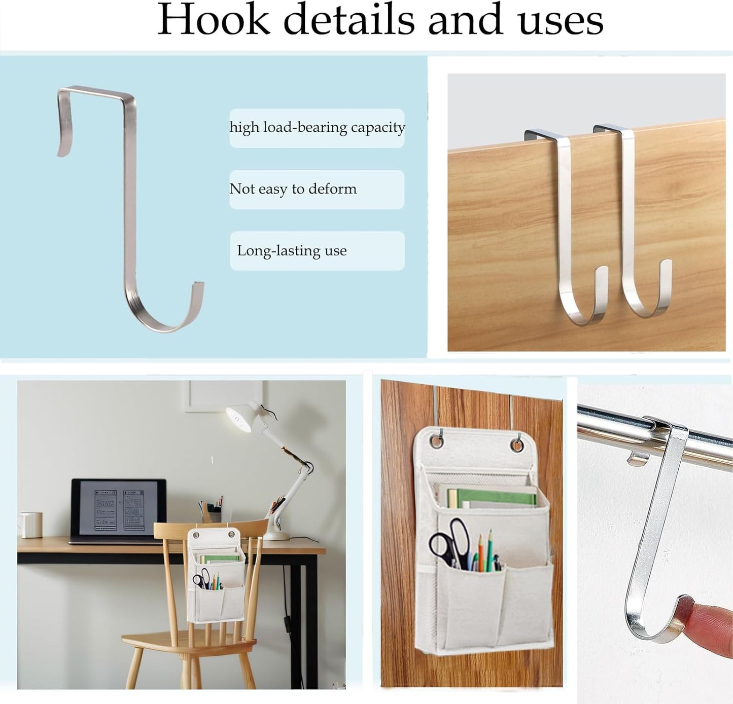 Hanging Basket for Organizing, Wall Organizer with Pockets and Over The Door Organizer，Can for Home, Closet, Office and Camper (4 White)