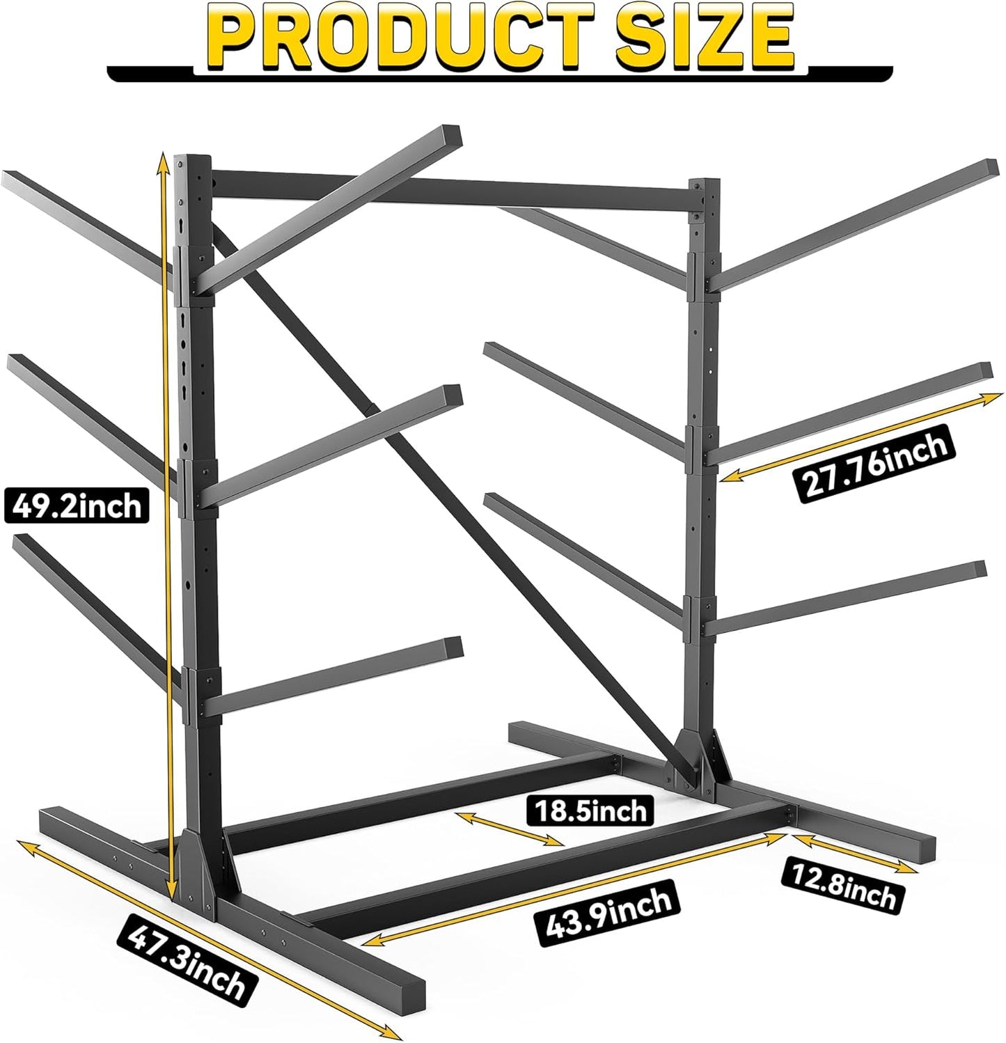 Ultrawall Kayak Storage Rack, Freestanding Kayak Racks For Garage, Adjustable Kayak Stand, Heavy Duty Paddle Board Rack For Kayak, Canoe, Surfboard, 660lbs Capacity, 3 Levels for 6 Kayaks
