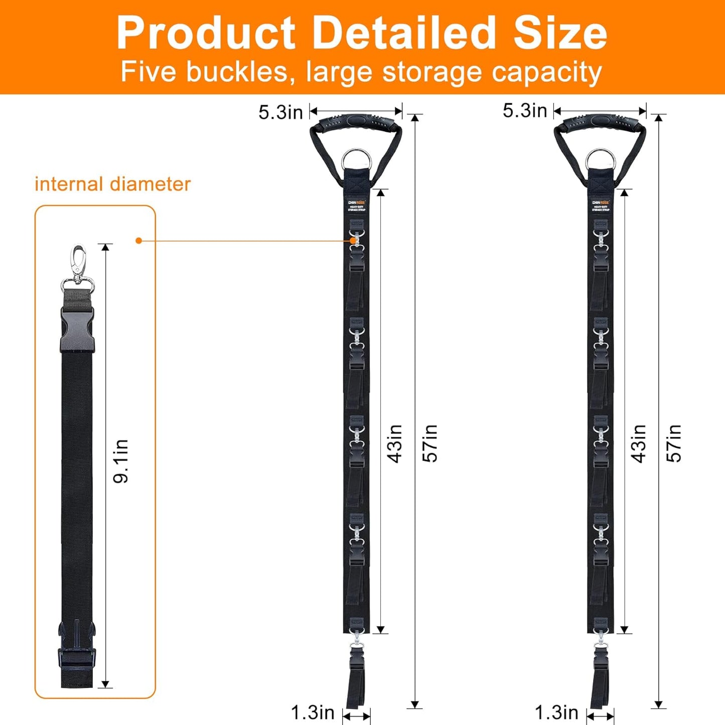 Extension Cord Organizer, 2 PCS Extension Cord Hanger with 5 Detachable Straps, Garage Garden Storage Straps for Cable, Hose, Rope, Tool