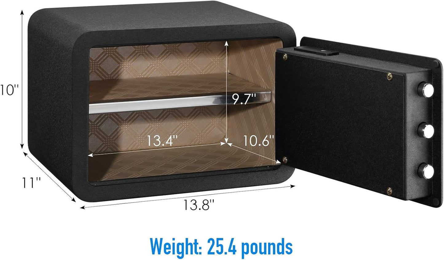 Tenamic Biometric Fingerprint Safe Box 0.85 Cubic Feet Fireproof Waterproof Safe Box with Induction Light and Leather, Solid Alloy Steel Office Hotel Home Cabinet Safe, Black