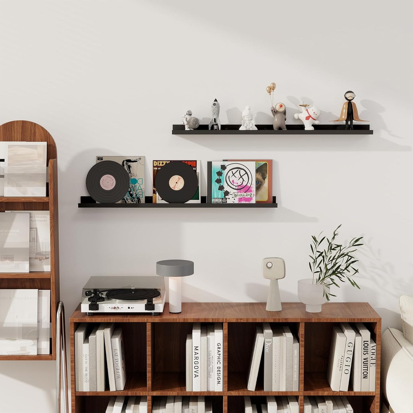 Axeman Floating Shelves for Wall - Picture Ledge Shelf Set of 2-36 Inch Black Floating Shelves with Lip - Picture Shelf for Wall with Ledge - Photo Ledge Shelves for Pictures Nursery Books