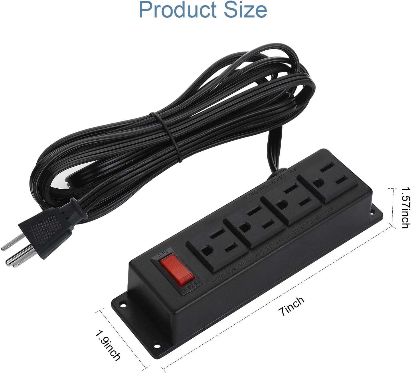 Wall Mount Power Outlet Strip, 4 Outlet Mountable Power Strip with Switch, Under Desk Power Strip Connect with 10ft Cord Mount Under Desk, Workbench, Nightstand, Dresser, Table.(Black)