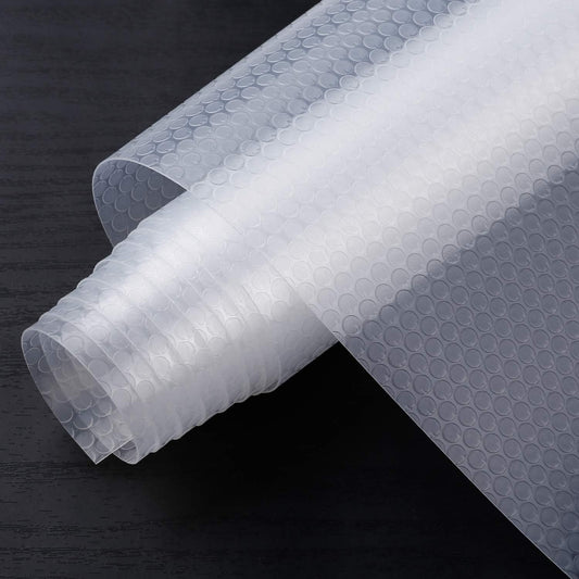 HooTown Shelf Liner Kitchen Cabinet Drawer Mats 23.6 Inch Wide x 19.6 Feet Long, Non Slip EVA Plastic Water Resistant Pad for Bathroom Drawers,Shoe Shelves, Under Sink, Clear