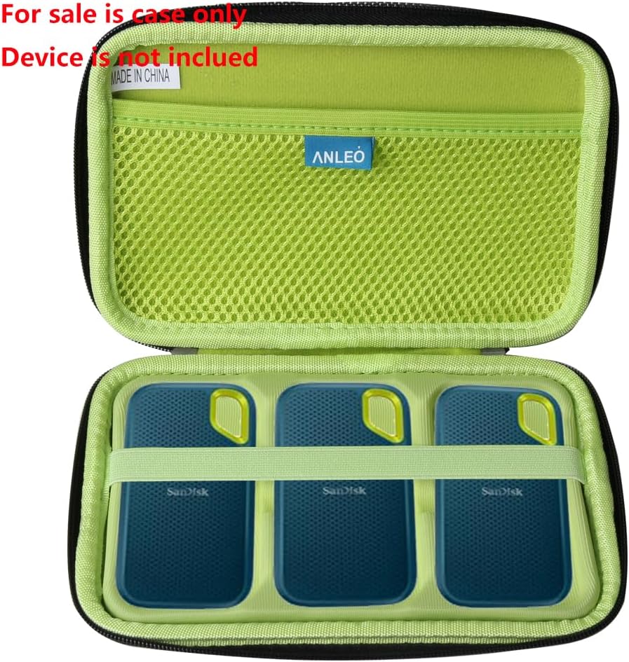 Anleo Hard Travel Case for SanDisk 500GB / 250GB / 1TB / 2TB Extreme Portable SSD (Black+Monterey, Case for 3 Hard Drives)