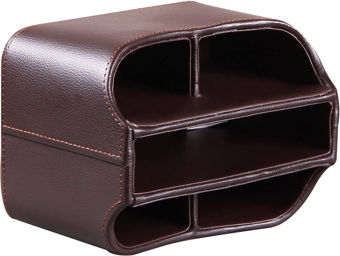 PU Leather Remote Control Holder,360 Degree Spinning Desk TV Remote Caddy,Desk Organizers and Accessories,for Controller,Media,Mail,Calculator,Mobile Phone,Pen Storage Holder(Brown Lychee)