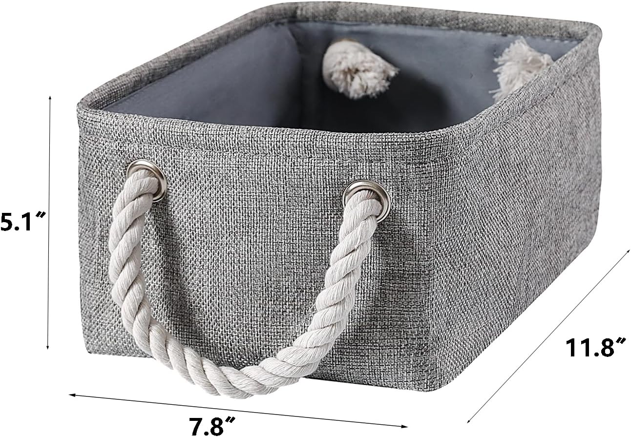 combocube 11.8 x 7.8 x 5.1 Inch Fabric Storage Bins for Shelves, Linen Storage Organizer Storage Basket with Ropes for Laundry, Home, Closet, Office, Clothes, Toys Organizer