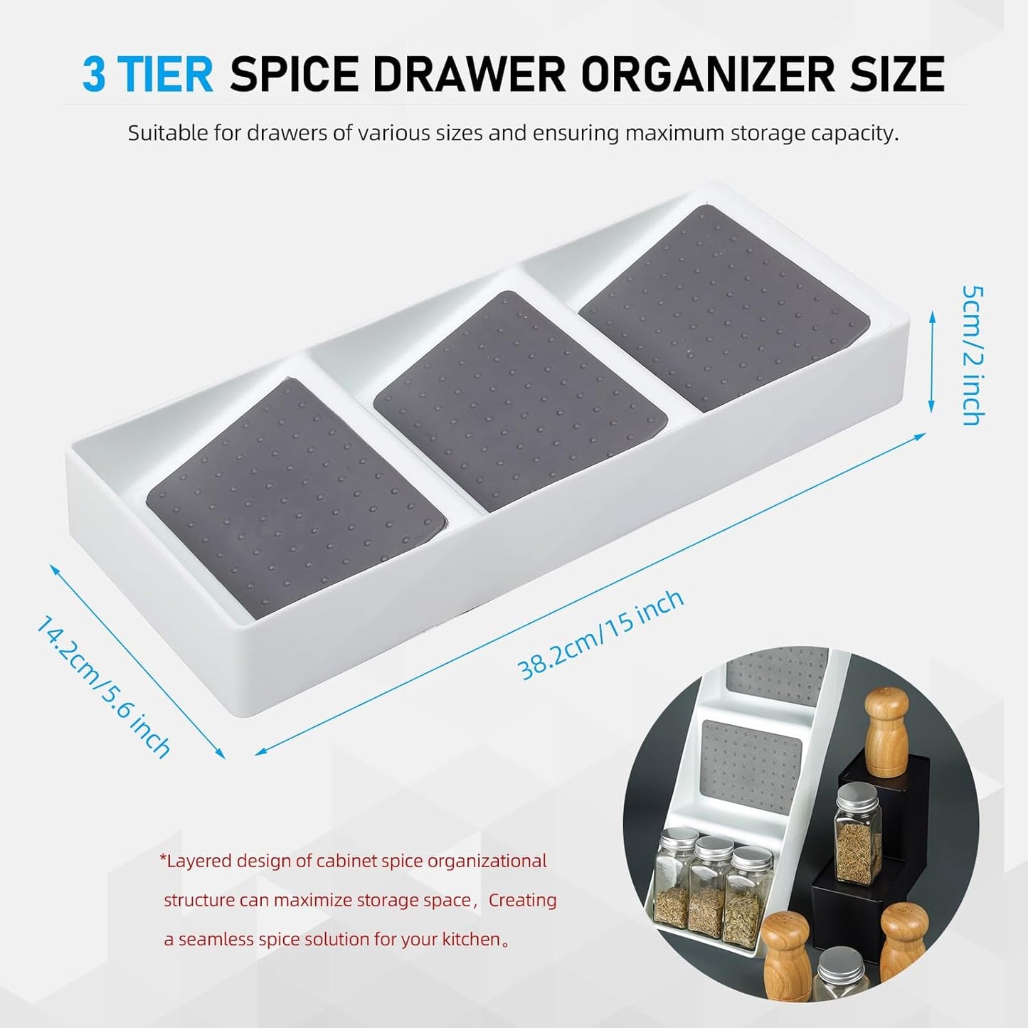 Kitchen Drawer Organizer,2 Pack,Pantry Organizers and Storage,Spice Rack Organizer for Cabinet, Making up Organizer, Bottle Rack,Bottles Holder,Spice Bottle Organizer