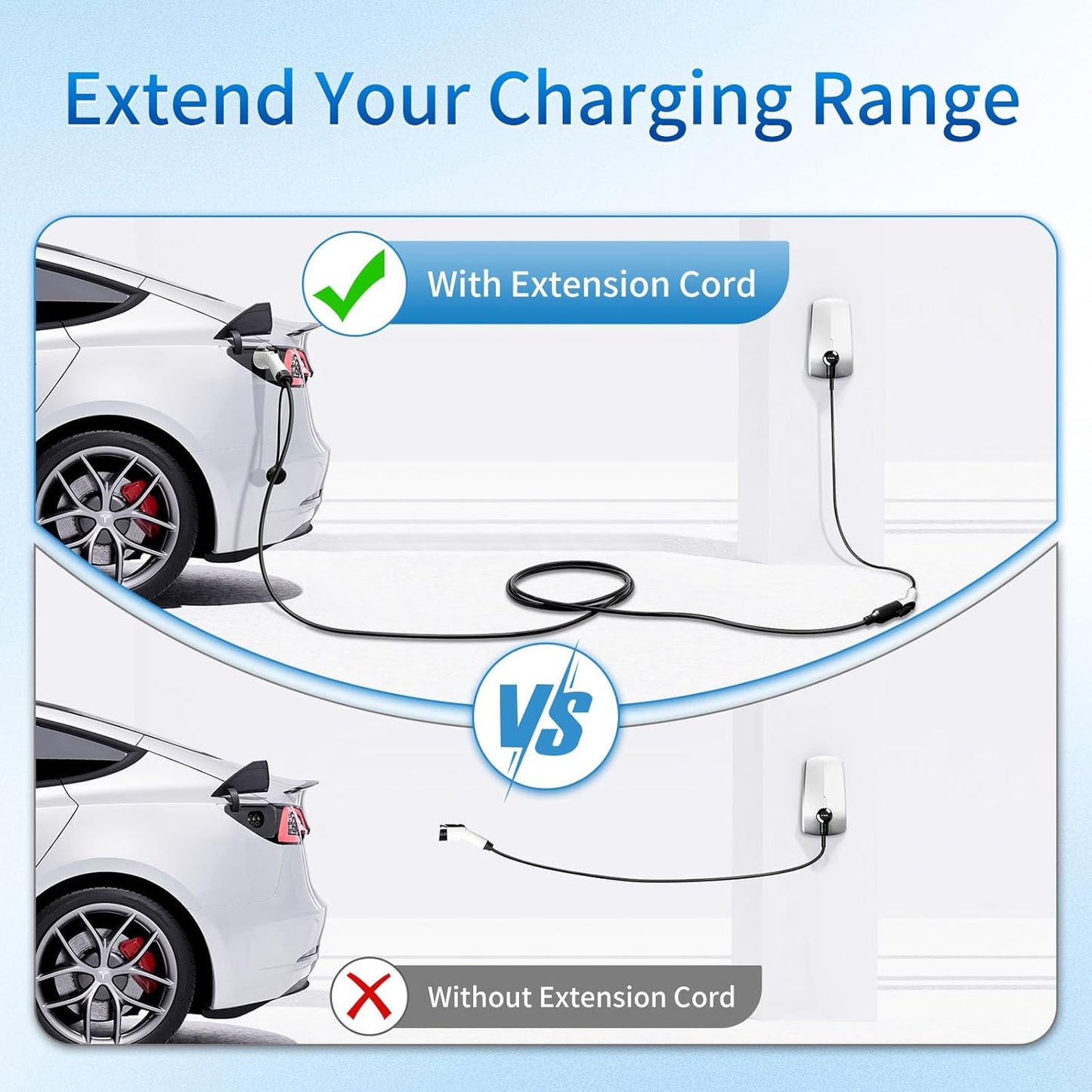 50A 30FT J1772 EV Extension Cable, Level 2 EV Charger Extension Cord, Heavy-Duty 240V EV Extension Cable for Fast Charging (30FT)